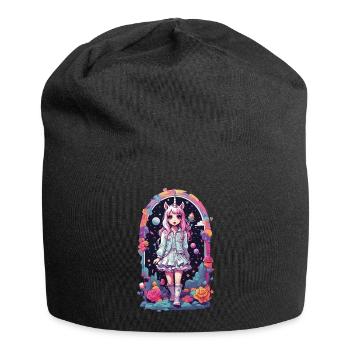 Gothic Kawaii Chibi Unicorn Anime eGirl Style - Jersey Beanie - black - Front