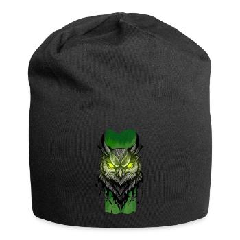 Enchanting Nocturne: Owl's Emerald Gaze - Jersey Beanie - black - Front