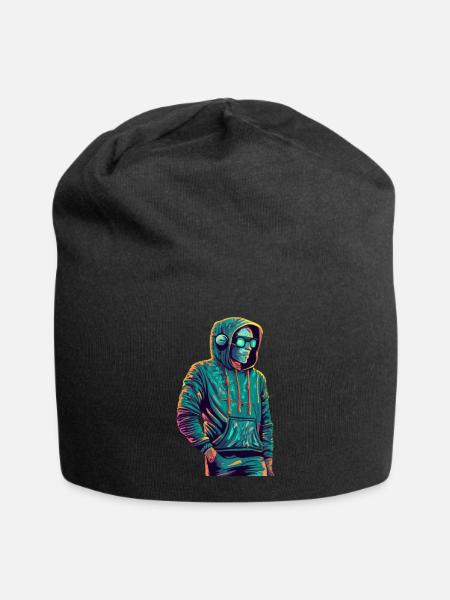 Hoodie Man mit Brille - Jersey-Beanie - Schwarz