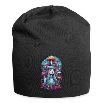 Psychedelic Pastel Dream Mushrooms Festival Design - Jersey Beanie - black - Front