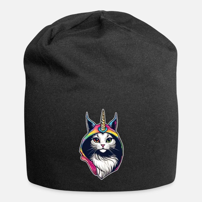 Chat mignon avec sweat à capuche Licorne - Bonnet en jersey - noir