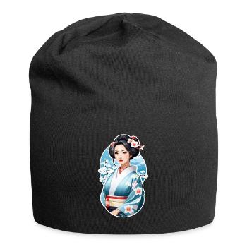 Japanerin im Kimono - Japan - Manga - Jersey-Beanie - Schwarz - Vorne