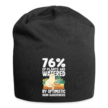 Optimistic Cat & Plants Funny Gardener Enthusiast - Jersey-Beanie - Schwarz - Vorne