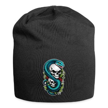 serpent squelette et tatouage - Bonnet en jersey - noir - Devant