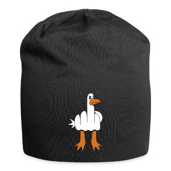 Mittelfinger Gans | lustige Bilder, Sarkasmus - Jersey-Beanie - Schwarz - Vorne
