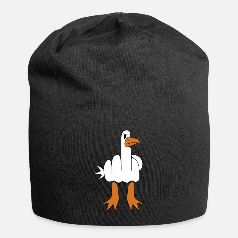 Mittelfinger Gans | lustige Bilder, Sarkasmus - Jersey-Beanie - Schwarz