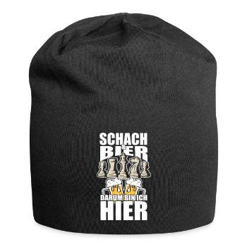 Schach Bier darum bin ich hier, Lustiger Spruch - Jersey-Beanie - Schwarz - Vorne