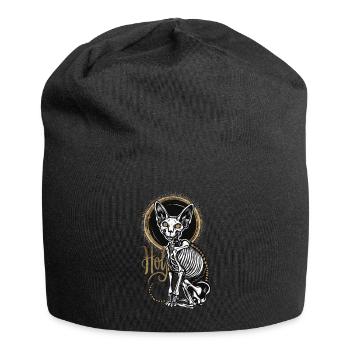 Cat Sphinx Skeleton Tattoo - Jersey Beanie - black - Front