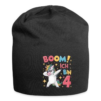 Boom! Ich bin 4 - Einhorn - Jersey-Beanie - Schwarz - Vorne