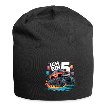 Monster Truck - Ich bin 5 - Einzigartiges Geschenk - Jersey-Beanie - Schwarz - Vorne