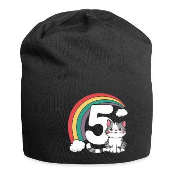 Süße Katze - 5. Geburtstag - 5 Jahre - Jersey-Beanie - Schwarz - Vorne