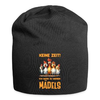Keine Zeit ich muss zu meinen Mädels Hühner - Jersey-Beanie - Schwarz - Vorne