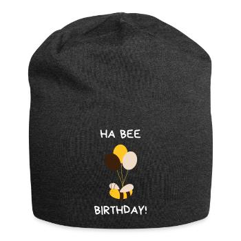 Ha Bee Birthday - Funny Bee Birthday - Jersey Beanie - charcoal grey - Front