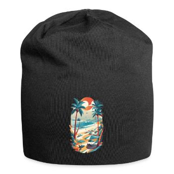 Retro-Strand-Vibes - Jersey-Beanie - Schwarz - Vorne