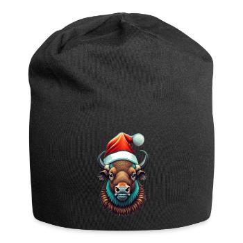 Bison Weihnachten Santa - Jersey-Beanie - Schwarz - Vorne