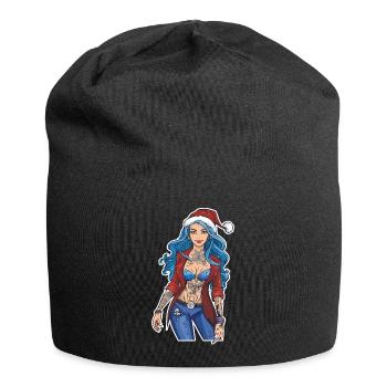 02 Tatouages cool de cheveux bleus de femme de Noël sexy - Bonnet en jersey - noir - Devant