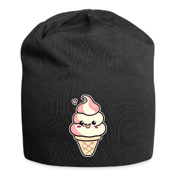 Crème glacée de dessin animé - Bonnet en jersey - noir - Devant