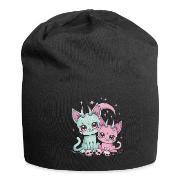 Kawaii Cat Pastel Goth Devilish - Jersey Beanie - black - Front