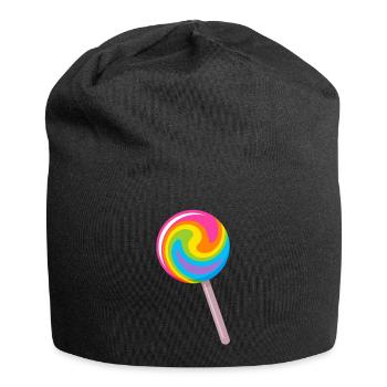 Colourful spiral lollipop in rainbow colours - Jersey Beanie - black - Front