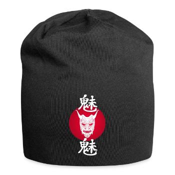 Weißer Dämon und Rote Sonne - Jersey-Beanie - Schwarz - Vorne