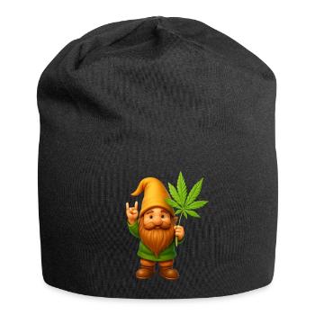 Rock on Zwerg mit Hanfblatt - Cannabis - Weed - Jersey-Beanie - Schwarz - Vorne