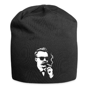 Retro Noir Friedrich Nietzsche raucht eine Zigarre - Jersey-Beanie - Schwarz - Vorne