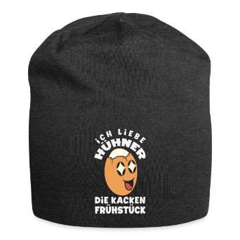 Ich liebe Hühner – die kacken Frühstück - Jersey-Beanie - Anthrazit - Vorne