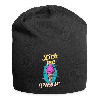 Lick Me Please Eis Cream Funny Retro Art - Jersey Beanie - black - Front