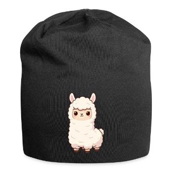 Alpaca Kawaii Gift Birthday - Jersey Beanie - black - Front