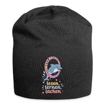 Delfin Alphabet Ring Lesen Lernen Lachen - Jersey-Beanie - Schwarz - Vorne