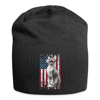Cornish Rex US Cornish Rex Cat - Jersey Beanie - black - Front