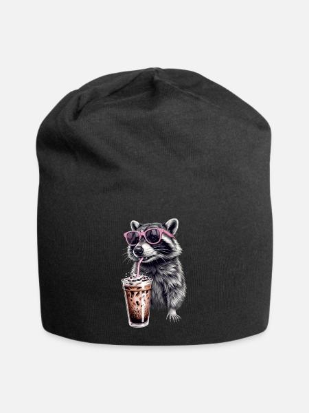 Waschbär Eiskaffee - Jersey-Beanie - Schwarz