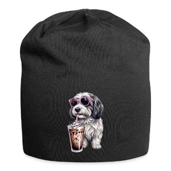 Havaneser  - Jersey-Beanie - Schwarz - Vorne