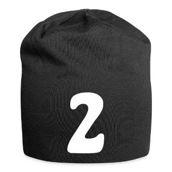 Deux : Minimal Numéral 2 | Deuxième - Bonnet en jersey - noir - Devant