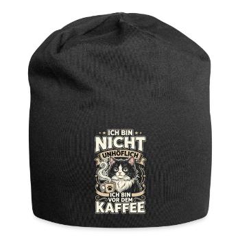 Kaffee Katze Spruch Nicht Unhöflich - Jersey-Beanie - Schwarz - Vorne