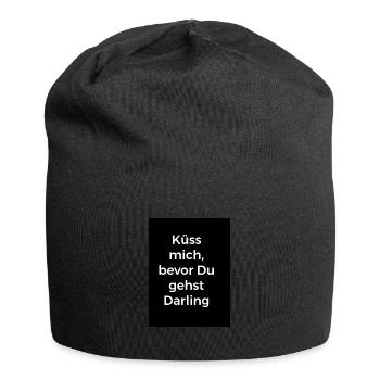 Küss mich bevor Du gehst,Darling weiß auf schwarz - Jersey-Beanie - Schwarz - Vorne