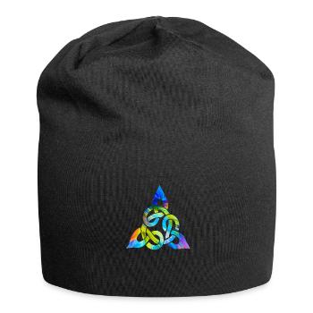 Farbenfroher keltischer Knoten - Jersey-Beanie - Schwarz - Vorne