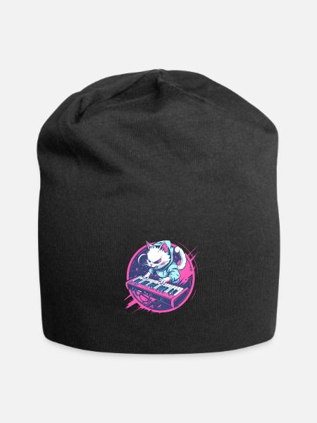 Synth Cat - Bonnet en jersey - noir