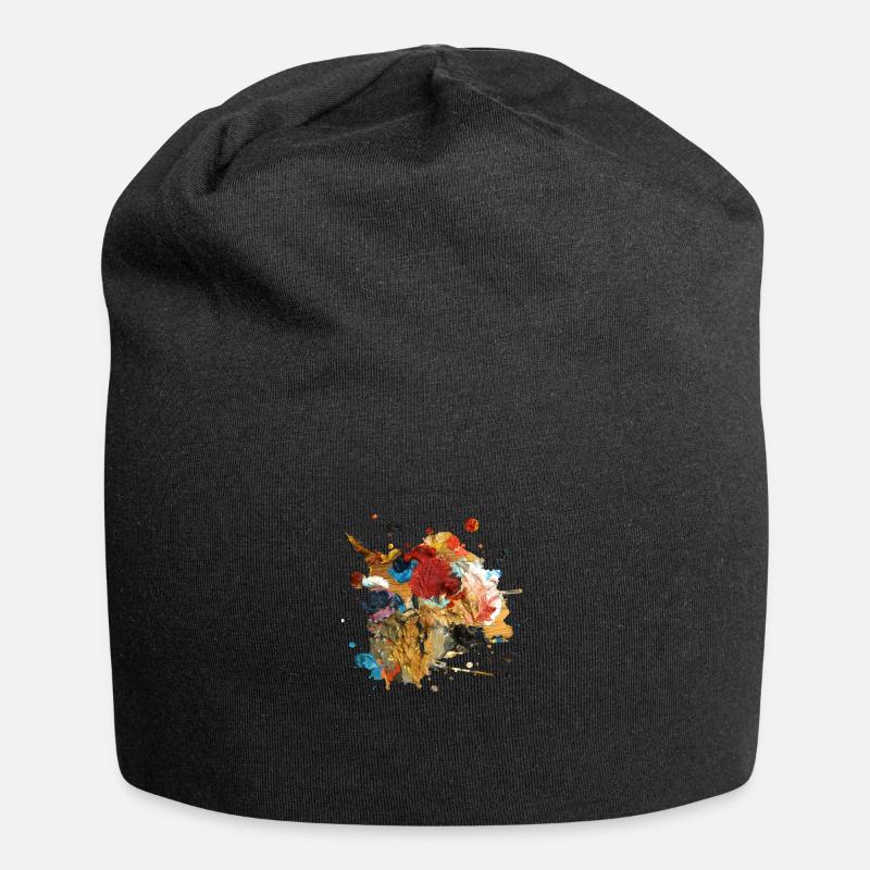 Farbkleckse oder Kunstwerk - Jersey-Beanie - Schwarz