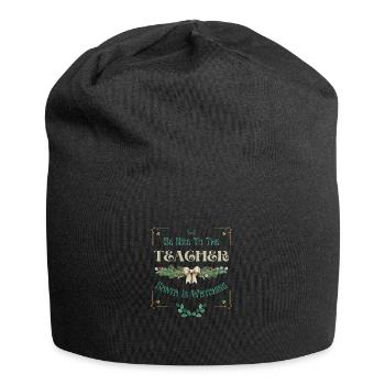 Sei nett zu dem Lehrer, der Weihnachtsmann Weihnachten beobachtet - Jersey-Beanie - Schwarz - Vorne