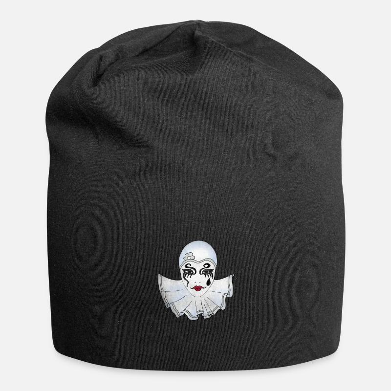 Pierrot weiß Karneval Venedig Illustration - Jersey-Beanie - Schwarz