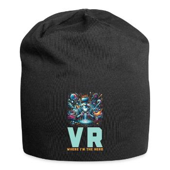 Vr gamer Vr gaming video game player Nerd - Jersey Beanie - black - Front