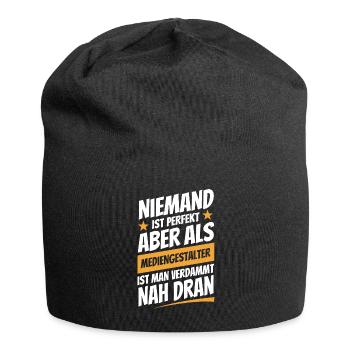 Niemand ist perfekt - Mediengestalter - Spruch - Jersey-Beanie - Schwarz - Vorne
