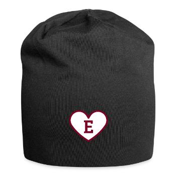 Lettre e cœur sport tendance bordeaux -idée cadeau - Bonnet en jersey - noir - Devant