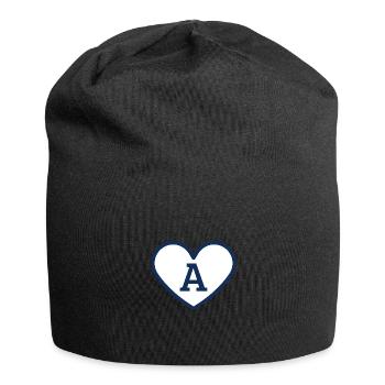Lettre a cœur sport tendance bleu - idée cadeau - Bonnet en jersey - noir - Devant