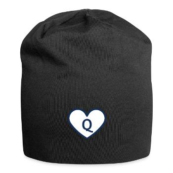 Lettre q cœur sport tendance bleu - idée cadeau - Bonnet en jersey - noir - Devant