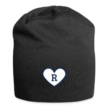 Lettre r cœur sport tendance bleu - idée cadeau - Bonnet en jersey - noir - Devant