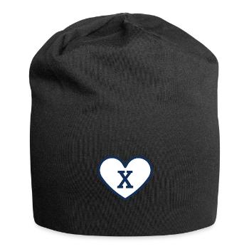 Lettre x cœur sport tendance bleu - idée cadeau - Bonnet en jersey - noir - Devant