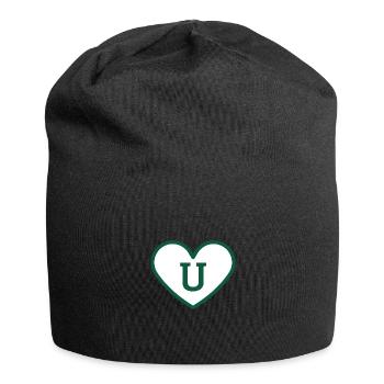 Lettre u cœur sport tendance vert - idée cadeau - Bonnet en jersey - noir - Devant