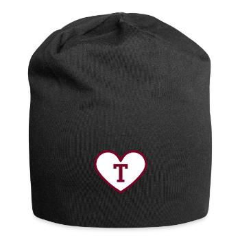 Lettre t cœur sport tendance bordeaux -idée cadeau - Bonnet en jersey - noir - Devant